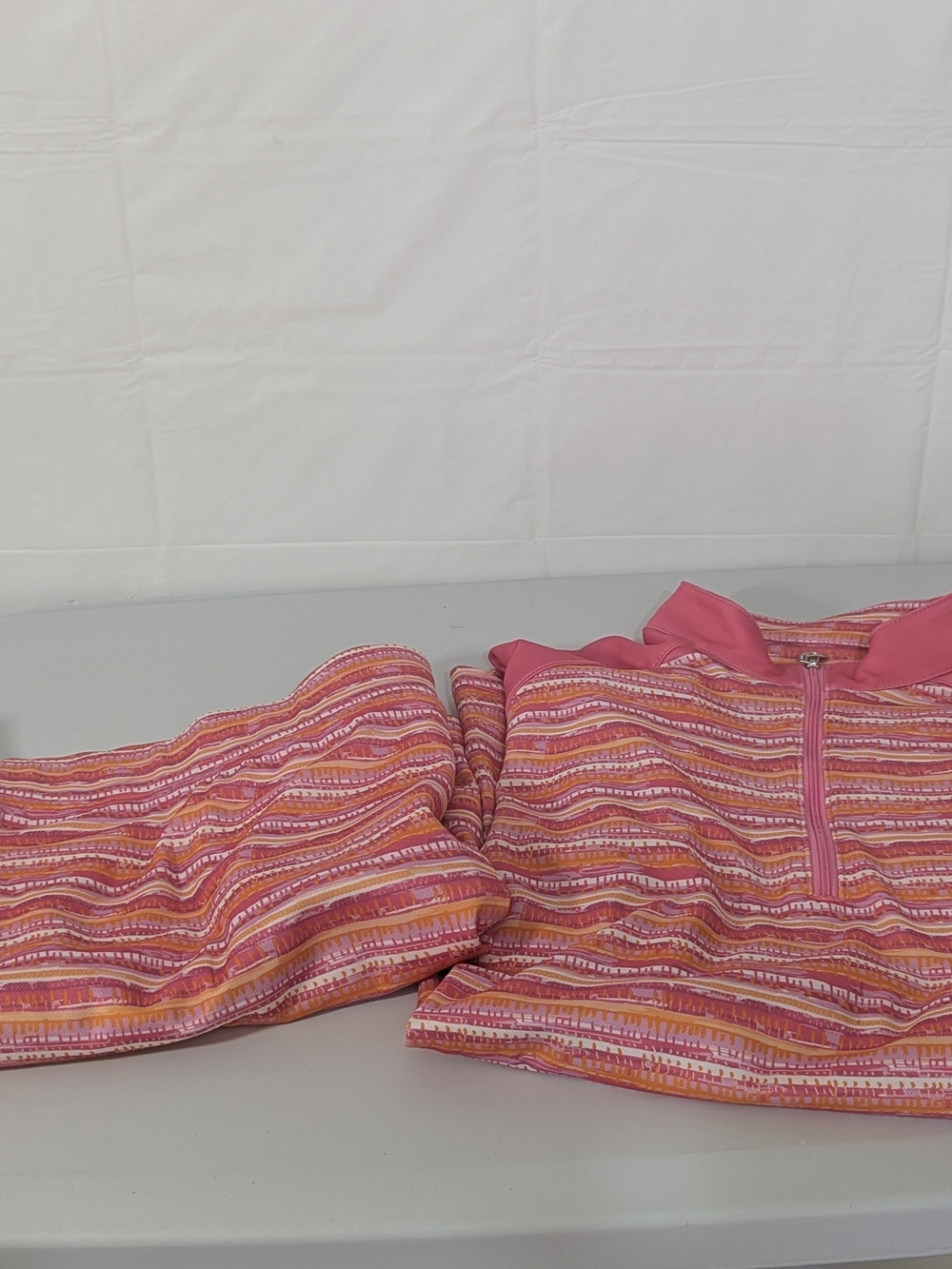 Bermuda Sands Golf Skort & 1/4 Zip Pullover Set Women's Large Pink Orange Golf